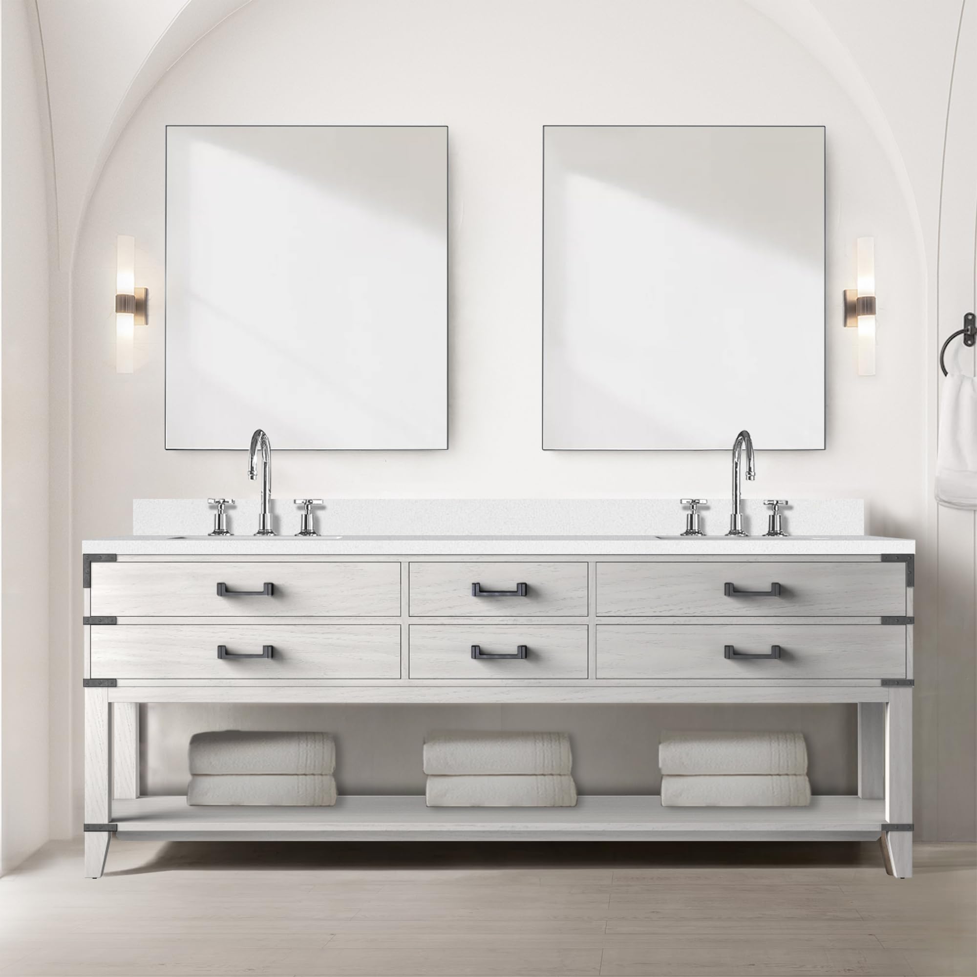 Amazon.com: White Oak Double Bath Vanity 84 in. W x 22 in. D